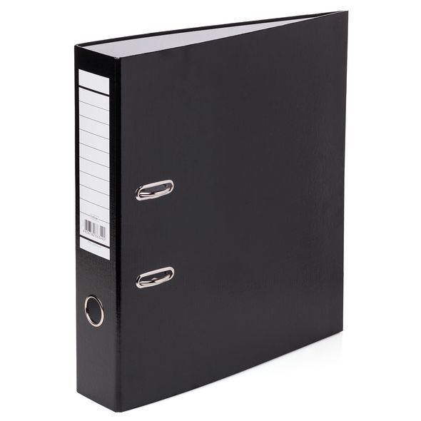 Папка -Регистратор с арочным механизмом А4ф корешок 70мм Hatber Бумвинил METALLIC Черная , 